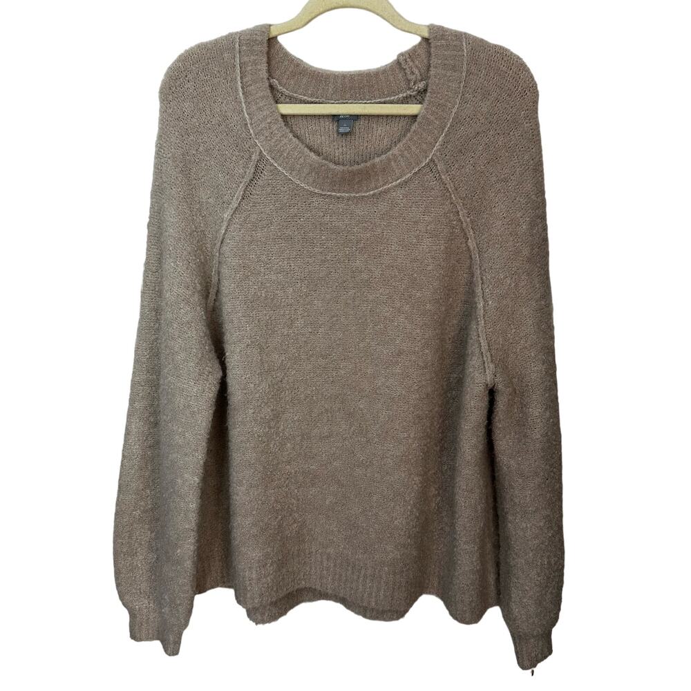 Aerie Wool Blend Sweater Soft Fuzzy Cozy Lounge Womens Size Large Beige Tan AE